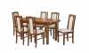  Jídelní set 20 je sestaven z těchto komponentů:Jídelní stůl WENUS-P I rozkládací v barvě třešeň, stůl je velice pevný a bytelný. Konstrukce stolu je vyrobená z masívu bukového dřeva, vrchní deska lamino v rozměrech šířka 80 cm, složená délka 160 cm, rozložená délka 200 cm, výška 76cm.Židle B-VII 6ks lakování třešeň.. Jídelní židle je zátěžová, vyrobená z masívu přírodního dřeva buku o rozměrech: šířka 43cm, výška opěradla 97cm, výška sedací plochy 48cm, hloubka 40cm. Nosnost 120kg, zesílená robustní konstrukce. VHODNÁ DO RESTAURACÍ, HOTELů, VINÁREN i DOMÁCNOSTÍ. Možnost volby barvy lakování i vzoru čalounění.