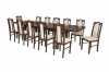 Jídelní Stůl rozkládací WENUS-P VII, konstrukce stolu je velice robustní, je vyrobená z masívu bukového dřeva, vrchní deska dýha 200-280 (2x40) x90cm výška 76 cm, Židle B-IX 12 ks lakování ořech. Možnost různých kombinací lakování, druhů čalounění, i vytvoření vlastní sestavy - různé modely židlí i stolů.