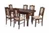 Jídelní Stůl rozkládací WENUS-P vrchní deska ovál přírodní dřevo dýha 160-200x80cm výška 76cm Židle B-VI 6ks lakování ořech. Možnost různých kombinací lakování, druhů čalounění, i vytvoření vlastní sestavy - různé modely židlí i stolů.