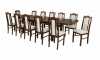 Jídelní Stůl rozkládací WENUS-P VII, konstrukce stolu je velice robustní, je vyrobená z masívu bukového dřeva, vrchní deska dýha 200-280 (2x40) x90cm výška 76 cm, Židle B-VII 12 ks lakování ořech. Možnost různých kombinací lakování, druhů čalounění, i vytvoření vlastní sestavy - různé modely židlí i stolů.POZOR!!židle na obrázku se již nevyrábí, budou doručeny židle B-VII: